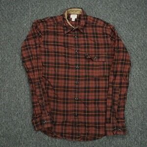 Filson Shirt Mens XS Copper Black Plaid Rustic Oxford Long Sleeve Button
